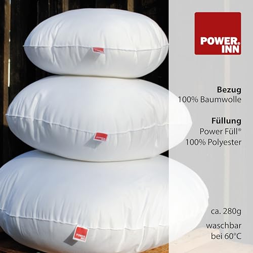 POWER INN – Innenkissen Baumwolle | 40 cm - Rund | Waschbares Kisseninlett als Dekokissen, Sofakissen und Kopfkissen | gefüllt mit Oeko Tex 100 Füllwatte (1, 40 cm)