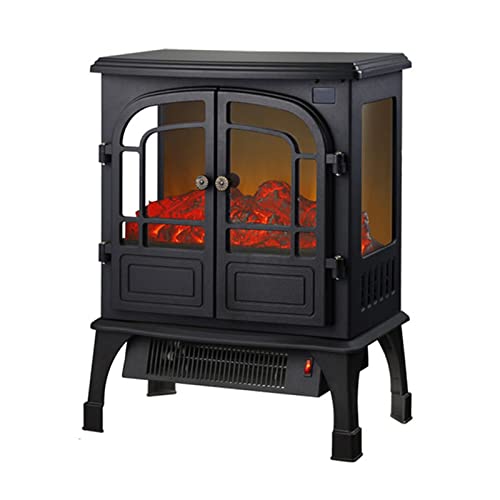 Zhaoj24-05 Decorative Fireplaces Electric Fireplace Heater, Freestanding Fireplace Stove with 3D Log and Fire Effect, Overheating Safety Protection, Remote Control - 2000W Black