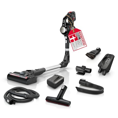 Bosch Akku-Staubsauger Unlimited 7 BSS715FRSH, kabellos, Knickrohr, Hygiene-Filter, 10 Jahre Motorgarantie, 5.0 Ah Akku, Schnellladegerät, XXL-Polsterdüse, Turbostufe, Made in Germany, schwarz