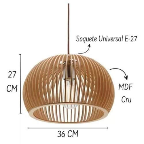 Pendente De Teto Lustre Grande De Sala Em Madeira Mdf Decoração