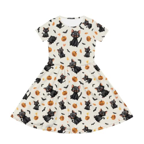 Image of Short Sleeve Dress for Girls with Pockets Cute Toddler Girl Clothes Summer 2-12