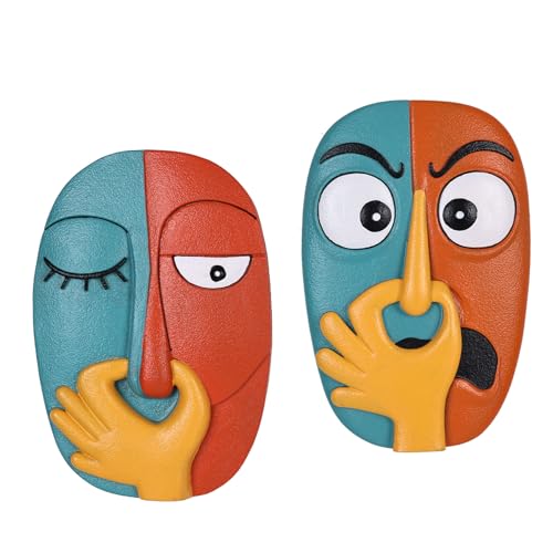 Funny Bathroom Wall Decor 2 Pack, Hand Painted Colorful Resin Wall Art with Hardware, Nose Pinch Stink Face Humor Decorations for Bathroom, Toilet, Restroom, Guest Bathroom, Half Bath, Small Bathroom