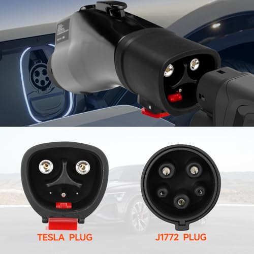 EV Charging Adapter for Tesla to J1772 with Safety Lock, Up to 60A 250V Fast Charging, Compatible with Tesla Mobile Charger Wall Connector Destination Chargers for All J1772 EVs
