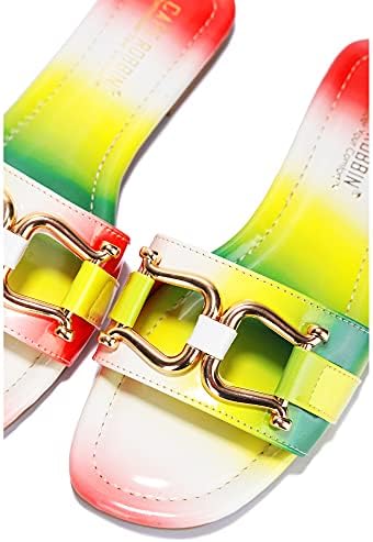 Cape Robbin Alani Flat Sandals Slides for Women, Womens Mules Slip On Shoes - Ombre Size 10 | Image 1