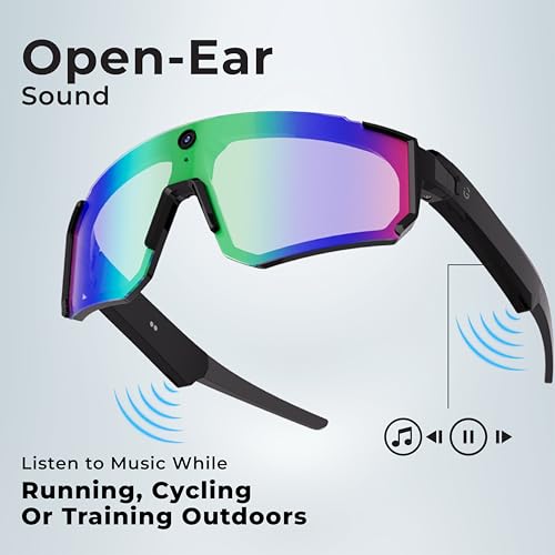 Image of iGear EYEGO Sports AI Smart Glasses with HD Camera, Voice Assistant, Open-Ear Audio, Hands-Free Calls & Music, Touch Controls, Lightweight Design, Android & iOS Compatible (Sports)