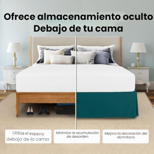 Faldón de cama Queen calidad de hotel con volantes plisados de caída suave 16" 4