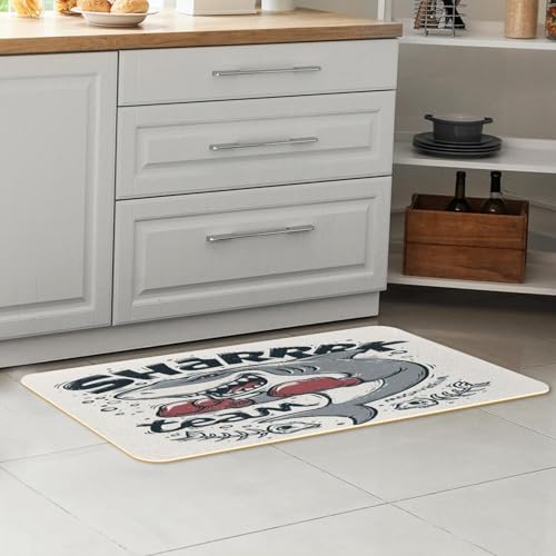 Alfombrillas de cocina VAPOKF para pasillo y cuarto de lavado con diseño de tiburón 7