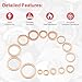 Arwrilt 200 PCS Car Copper Flat Crush Washer Gasket Sets, M5 M6 M8 M10 M12 M14 9 Sizes Oil Drain Plug Crush Washer, Tight Leak-Proof Sealing Washers for Most Car Models (Gold)