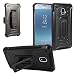 Samsung Galaxy J3 (2018), J3 Achieve, J3 Star, J3 Orbit, Sol 3, Express Prime 3, Amp Prime 3, J3 V J3V 3rd Gen J337 - Holster Belt Clip Stand Case + Tempered Glass Screen Protector - CV1 Black