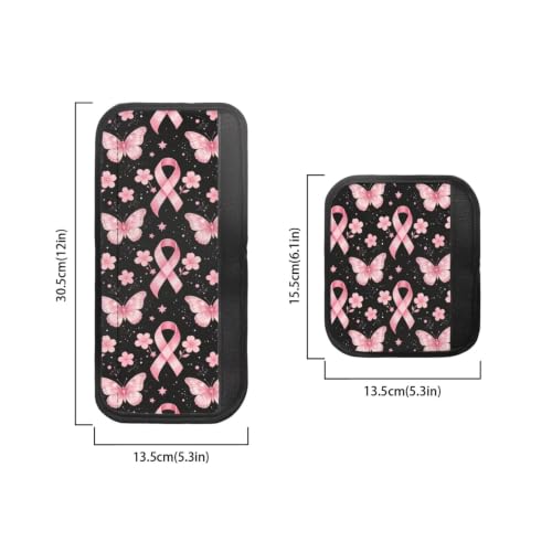 Image of Fridge Door Handle Covers Set of 6 Kitchen Appliance Decor Handles Glove Anti-Slip Protectors Washable Refrigerator Decor for Breast Cancer Awareness, Pink Ribbon Butterfly Pattern
