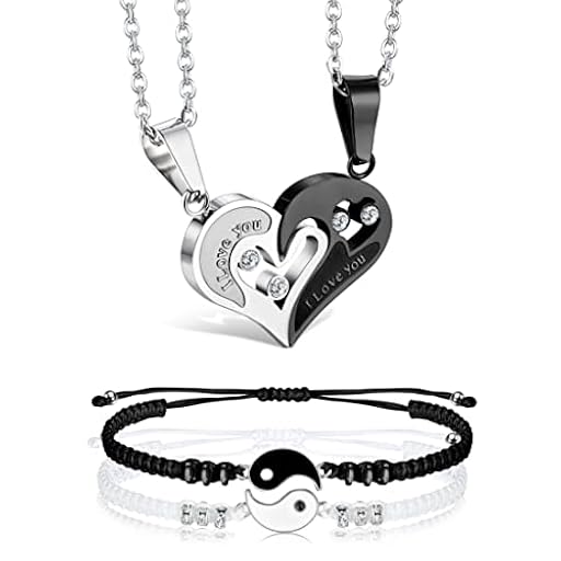 LOLIAS 4 Piezas Yin Yang Pulsera Pareja Collar con Colgante de Corazón Collar Pareja De La Amistad Adecuado para Parejas/Familia/Mejores Amigos Regalo de San Valentín | Ya disponible en tu tienda friki favorita! En mundofriki.es! LOLIAS 4 Piezas Yin Yang Pulsera Pareja Collar con Colgante de Corazón Collar Pareja De La Amistad Adecuado para Parejas/Familia/Mejores Amigos Regalo de San Valentín | Ya disponible en tu tienda friki favorita! En mundofriki.es!