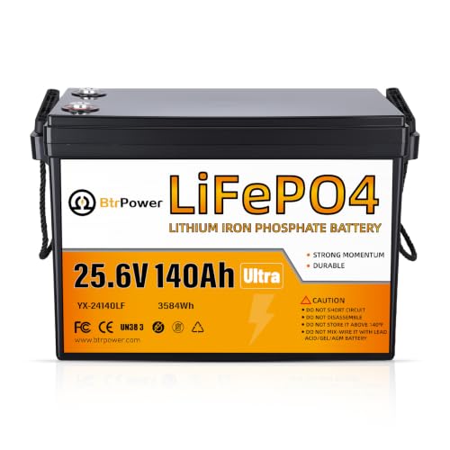 Image of 24V 140Ah Lithium LiFePO4 B-attery, Built-in 100A BMS | 3584Wh Power Output,4000-15000 Deep Cycles , Perfect for Marine, RV, Marine, Trolling Motor, Solar Off-Grid System