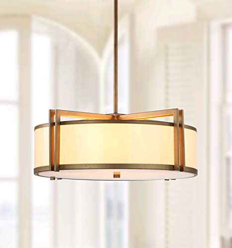Safavieh Lighting Collection Orb Antique Gold 45.9-inch Drum Pendant Light