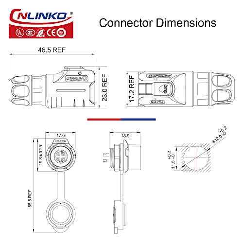 Cnlinko Lp-12 Ip67 Industrial Waterproof Connector Quick Plug Circular Connector Pbt Plastic Shell Aviation Connector M16 2-8 Pin Thread Socket (3 Pin) #TOP3