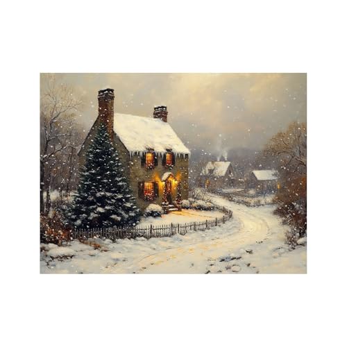 NEKAOEU(ネカオウ) クリスマス 壁アート絵画 ビンテージの冬の木のシーン かわいいクリスマス冬のポスターワーク、ホリデーデコレーション、プレミアムギャラリーラップキャンバス 写真パネル(白い)-20x30cm 額無し