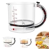 GDGJWL 4-in-1 Adjustable Measuring Cup with Base, Multi Measurement for 1/4 to 1 Cup, ML/OZ, Scraper Base for No Waste, Dishwasher Safe