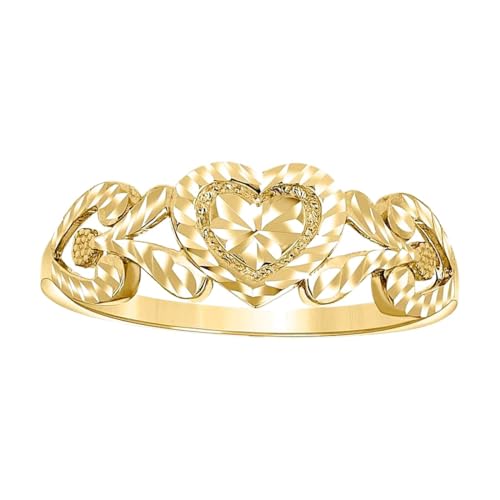 Bague or jaune 14 carats floral : un bijou d'exception 7x1,8 mm de prestige pour femme