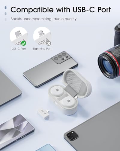 Image of BOYA Omic | Microphone for Youtubers Wireless, Bluetooth Mic Wireless for Vlogging & Interviews USB-C Android & iPhone, Magnetic Clip, 200m Range, Pro Noise Cancelling Mic for Video Recording. (White)