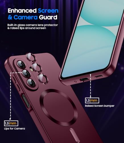 Image of MagPro Metallic Finish Case for Samsung Galaxy A57 5G | MagSafe Compatible Magnetic Cover, Matte Luxury Metallic Luster, Shockproof TPU, Camera Lens Guard, Wireless Charging Compatible | Red