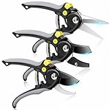 Jardineer Pruning Shears for Gardening, 3Pack Stainless Steel Garden Shears Set include Bypass Hand Pruner, Anvil Pruning Scissor, Pruning Snips for Flowers, Herbs and Small Branches