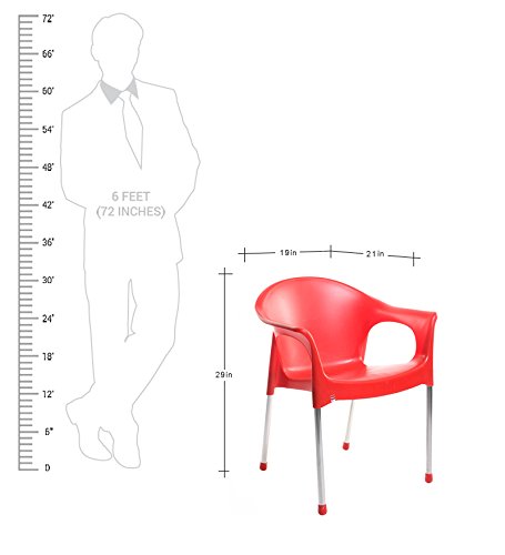 Image of Cello Metallo Cafeteria Set of 6 Chairs (Red) | Strong and Durable | Easy to Clean | Chair for Living Room, Bed Room, Kitchen, Office Room, Outdoor | 3 Years Warranty