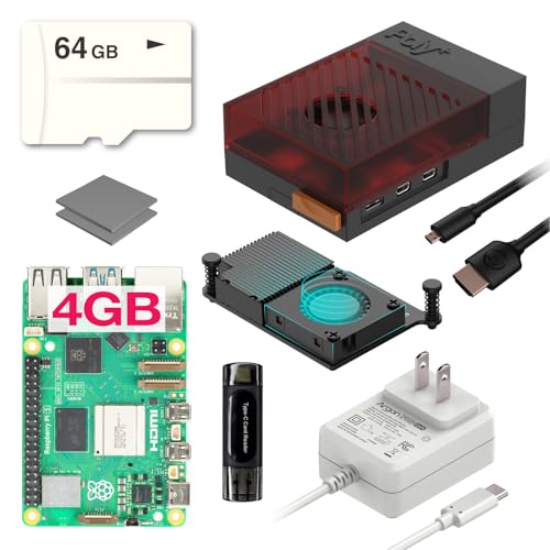Argon Pi 5 Kit Raspberry Pi 5 4GB Kit with Argon Poly+5 Case 27W Power Supply Active Cooling & HDMI Support Raspberry Pi Starter Kit for Pi 5 Projects