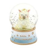 Dekorative Schneekugel / Glitterkugel aus Glas mit Lama / Alpaka
