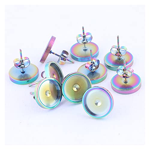 Base de boucle d'oreille cabochon 8 mm acier inoxydable or rose - 3