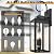 Black Dusk to Dawn Outdoor Wall Lantern 2-Light, 19" Large Outside Modern Wall Sconce Light Fixture, Industrial Porch Light Wall Mount with Glass, Waterproof Farmhouse Exterior Lamp Lighting, 2 Pack
