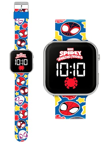SRV Hub Kids LED Spidey Wrist Watch 22cm - Digital Display Watches Boys Walking Outdoor Sports Calendar Date Digital Quartz Watch with Silicone Strap for Junior Teenagers