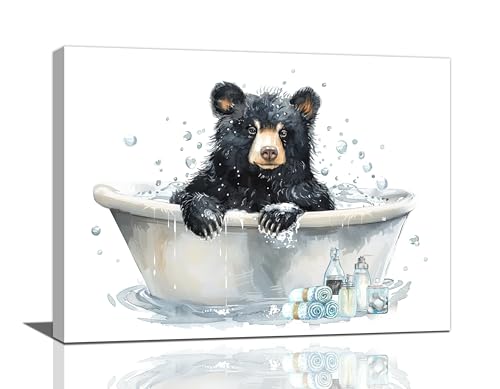 Black Bear Wall Art Bear in Bathtub Pictures Wall Decor