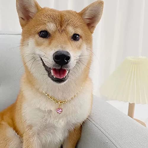 Sogayu Cat Necklace Collar With Heart Rhinestone Pendant, Lightweight Adjustable Shine Diamond Cute Girl Wedding Birthday Party Pet Necklace Costume Accessories For Kittens Puppy Small Dog (Pink) #TOP5