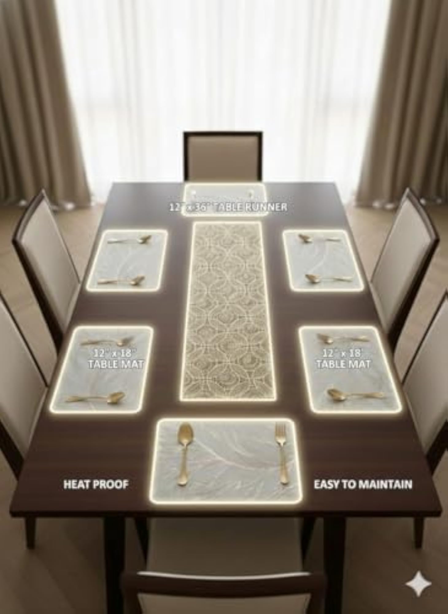 Stylish Dining Table Placemats with Runner Set - Modern Design