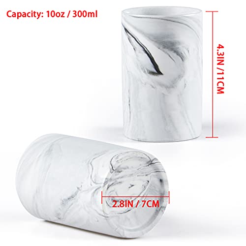 Sanbege Bathroom Tumbler Cup, Ceramic Toothbrush Holder Stand For Mouthwash Rinsing, Toothpaste, Pen, Makeup Brush, Teaspoon Organizer, 10Oz / 300Ml (Marble Pattern) #TOP2