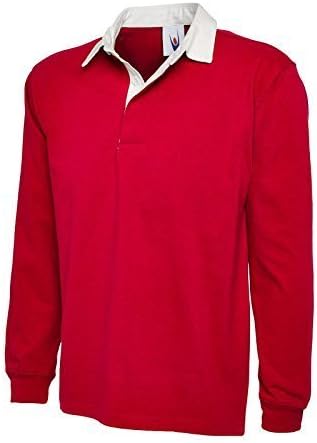 Uneek Clothing-Mens-Premium Rugby Shirt-330 gsm-Red-XL