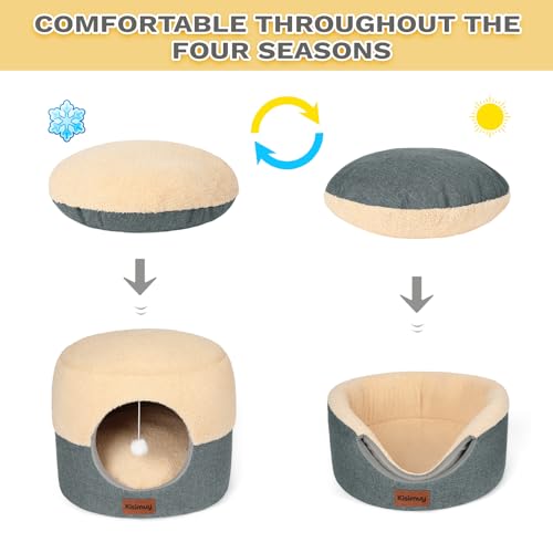 KISIMUY 2-in-1 Foldable Cat Bed for Indoor Cats, Cat Cave & Sofa Bed by KISIMUY - Image 4