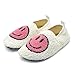 sharllen Smile Face Slippers Kids Girls Boys Plush Cute Warm Soft Happy Face Socks Shoes Fuzzy Cozy Non-Slip Toddler Slide Slippers for Little Big Kids(Shoes Black Pink,26/27)