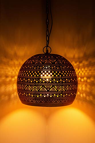 Orientalische Lampe Pendelleuchte Herera 30cm Kupfer E27 Lampenfassung | Marokkanische Design Hängeleuchte Leuchte… – Bild 3