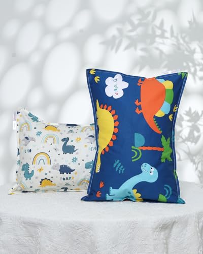 Image of ALVABABY Toddler Pillowcases 2 Pack Organic Cotton Kids Pillow Cover Fit 13 inchx 18 inch or 14 inchx19 inch Envelope for Girl Boy Travel(Pillowcase Only) 2L-FTP08A