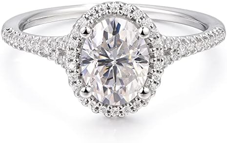 CGSRING Moissanite Rings 8x6mm 1.5 Carat D Color VVS1 Oval Cut Hidden Halo Moissanite Engagement Ring for Women Size 4-12 (7)