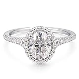 CGSRING Moissanite Rings 8x6mm 1.5 Carat D Color VVS1 Oval Cut Hidden Halo Moissanite Engagement Rin