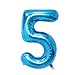 Produktbild H&S HS 100CM Uni BLAU Folienballon MEGA Zahlen 5 Heliumerfüllung 91345