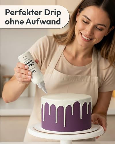 GoodBake Cake Drip Choco 150g Weiß | Schokoglasur zum Dekorieren & Verzieren von Torten, Cup Cakes & Keksen | Kuchenglasur glutenfrei | Tortendeko Made in Germany
