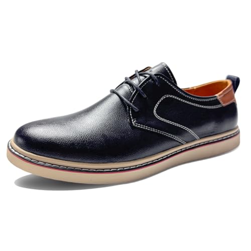 Image of Mens Derby Shoes Casual Lace Up Dress Shoes Lightweight Synthetic Leather Work Shoes with Non Slip Rubber Sole