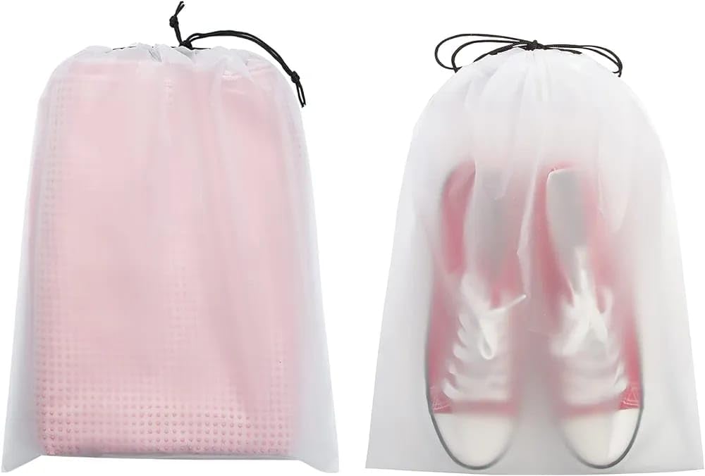 dinojames Shoe Bags for Travel Drawstring Travel Shoe Bags for Packing, Transparent, 11.8”x15.7“, Pack of 18 Pcs.-picture-5