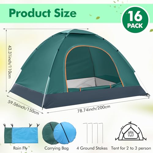 Woanger 10/16 Pack Bulk 2 Person Camping Tents for Homeless Lightweight Tent with Rain Fly and Carrying Bag Waterproof Windproof Setup Pop Up for Camping Donation(Blue Green,10 Pack) by Woanger - Image 3