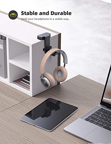 Lamicall Headphone Stand, Swivels Headset Hanger - Adjustable Desktop Earphone Holder Hook Mount for Gaming Headset, Kids Headphones, Wired Headphones, Sony, Sennheiser, Beats, xBox, etc - Black