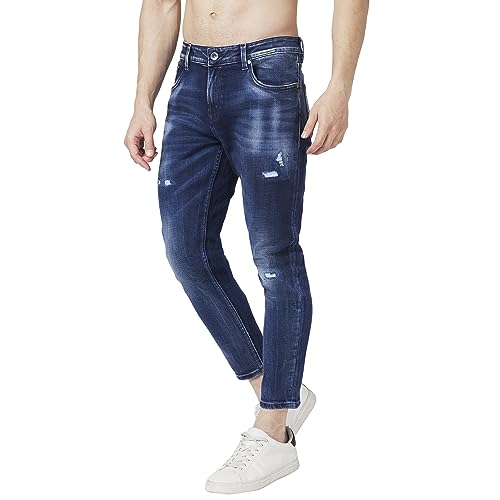 Image of Spykar Men's Kano Slim Fit Mid-Rise Jeans (Ankle Length)