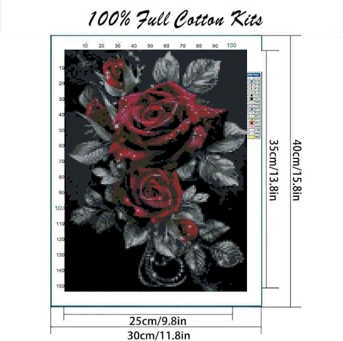 Image of Flowers Stamped Cross Stitch Kits Flowers Cross Stitch Patterns,Dimensions Cross Stitch Kits Embroidery Kit Arts and Crafts for Beginners 15.7x11.8 inch