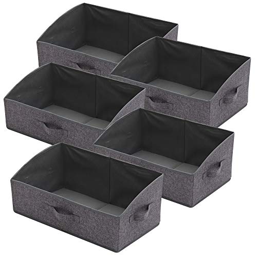 5 Pack Trapezoid Large Foldable Closet Storage Bins with Handle, ...